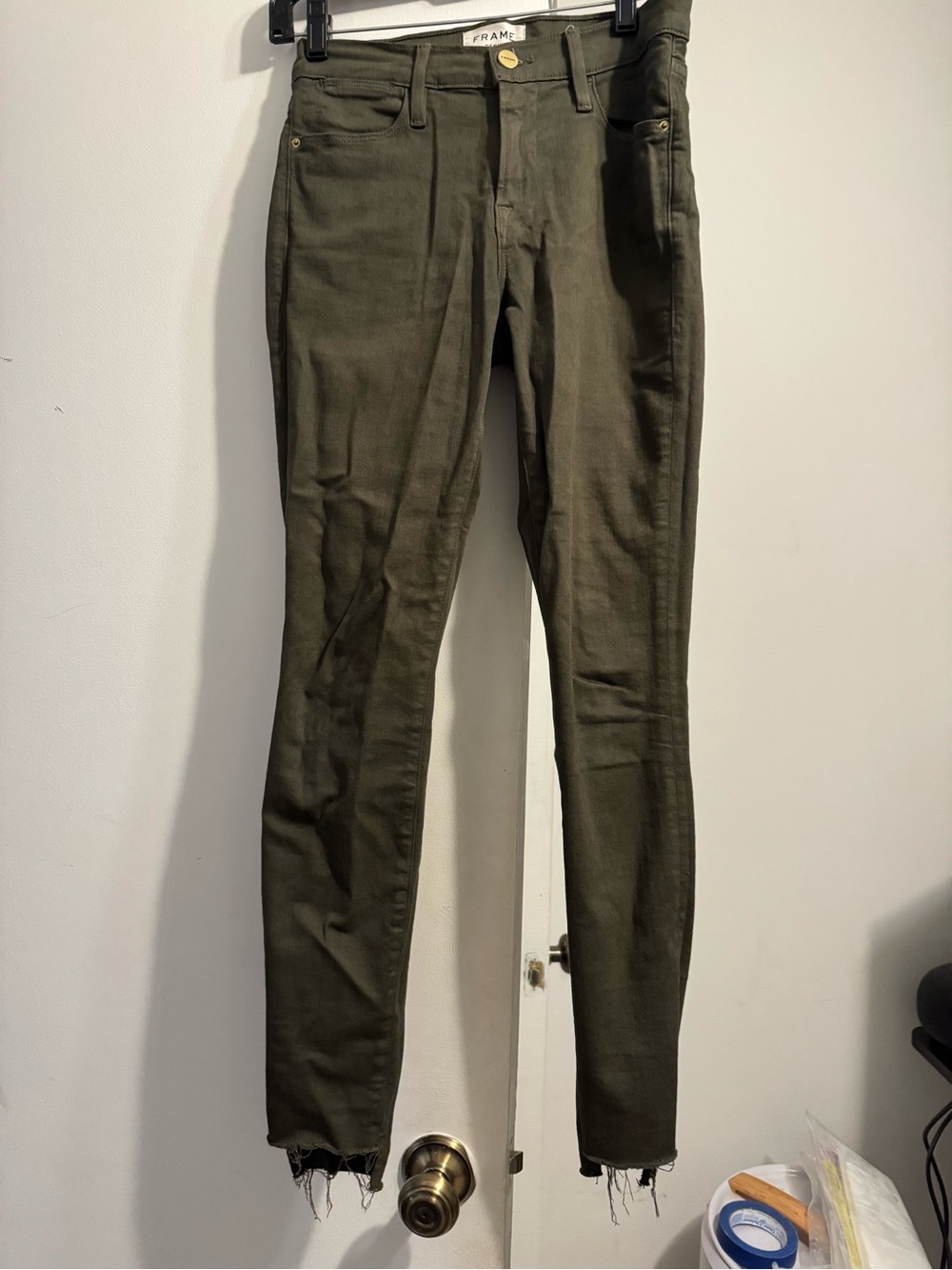 FRAME Olive Green Le High Skinny Jeans